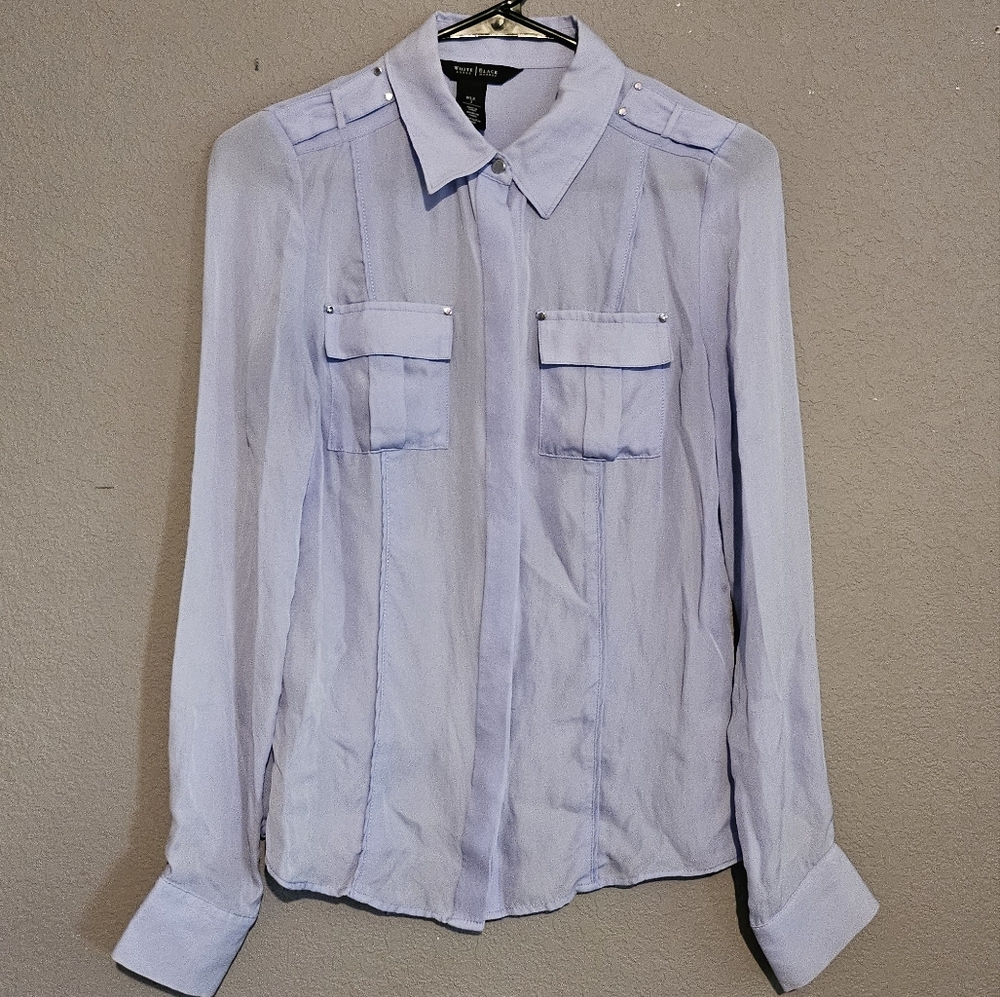 WHITE HOUSE BLACK MARKET Silk Button Up Blouse